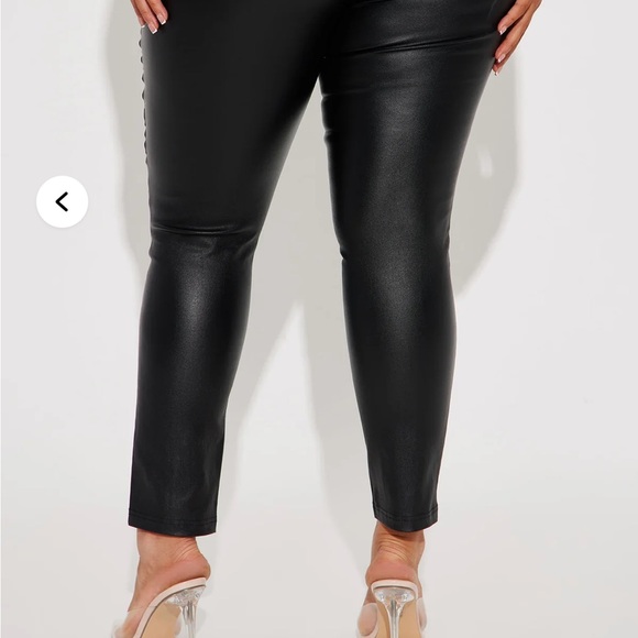 Women's Black Faux Leather Pants - Picture 2 of 4